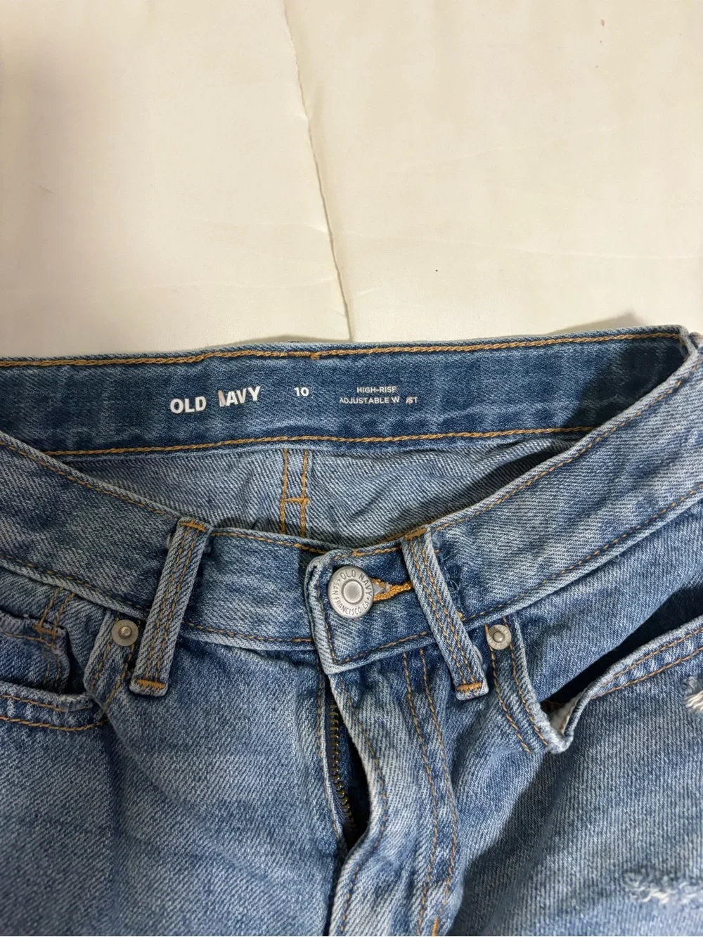 Old Navy High-Rise Adjustable Waist Distressed Denim Shorts Girls Size 10